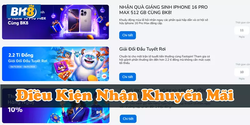 Người chơi cần đáp ứng điều kiện nhận khuyến mãi BK8