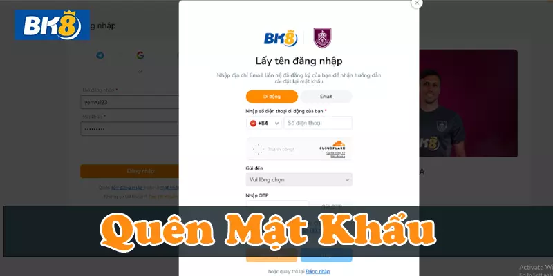 Lấy lại tài khoản khi quên mật khẩu đăng nhập BK8